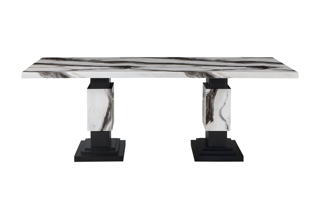 Stacey Zebra White Black Dining Table Multicolor Rubber Wood