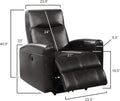 Modern Electric Leather Recliner Chair With Gentle Lower Lumbar Massager For Living Room Home Theater Bedroom Black 1Pc Black Wood Primary Living Space Contemporary,Modern Leather