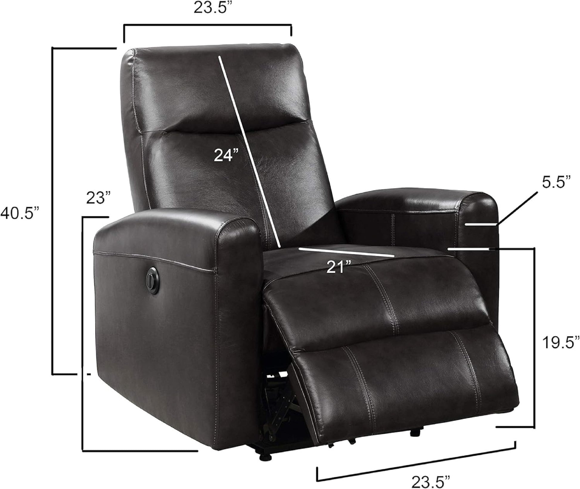 Modern Electric Leather Recliner Chair With Gentle Lower Lumbar Massager For Living Room Home Theater Bedroom Black 1Pc Black Wood Primary Living Space Contemporary,Modern Leather