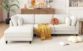 Modern Modular Sectional Sofa With Movable Ottoman, 110 Inch 4 Seat Sofa Set With 5 Pillows, Unique Piping Stitch Design, Convertible L Shaped Sofa For Living Room, Office & Spacious Rooms Beige