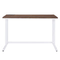 Walnut And White Writing Desk With Usb Port White Walnut Keyboard Tray Computer Desk Office Rectangular Shelves Wood Metal