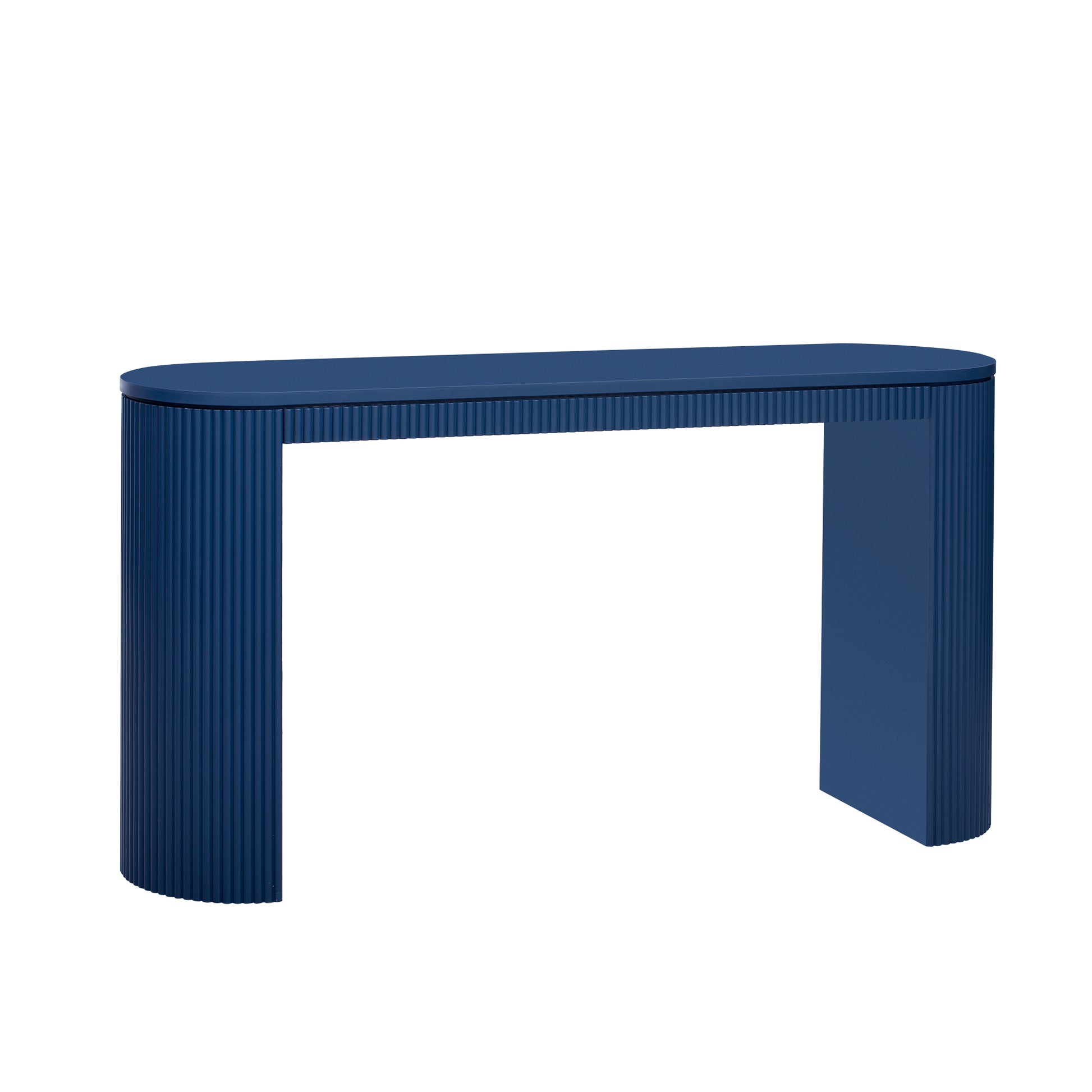 Curved Design Console Table With Unique Vertical Stripe Design ,Suitable For Living Room,Study And Entrance Navy Mdf