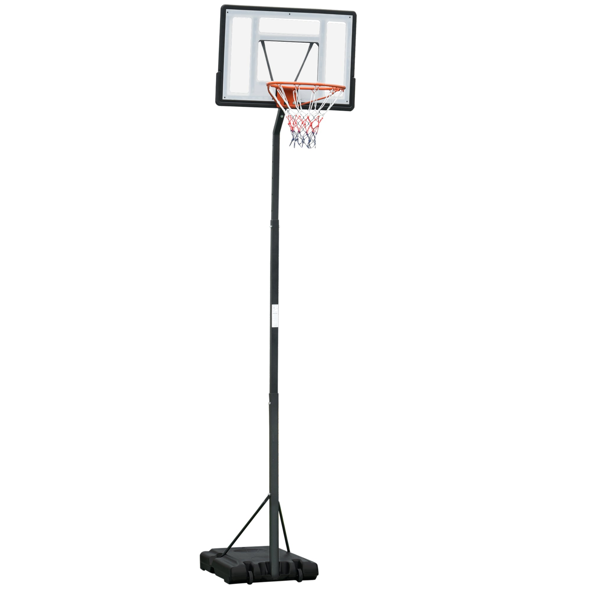 Soozier Portable Basketball Hoop, 8.4 9.8Ft Height Adjustable, Basketball Goal With 34In Backboard And Wheels For Indoor Outdoor Use Black Steel