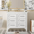 36'' Bathroom Vanity With Resin Sink Combo, Free Standing Single Vanity Set With Four Drawers, Solid Wood Frame Bathroom Storage Cabinet Same As Sw000128Aak White Bathroom Modern Solid Wood Mdf