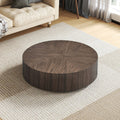 35.43 Inch Modern Round Coffee Table Mdf Coffee Table For Living Room,Drum Center Table For Apartment,No Need Assembly,Walnut Walnut Mdf