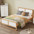 Modern Style Queen Size Solid Wood Platform Bed For Kids, Teens, Adults, No Need Box Spring, Walnut And White Box Spring Not Required Queen White Walnut Wood Bedroom Modern Pine Bed Frame Wood