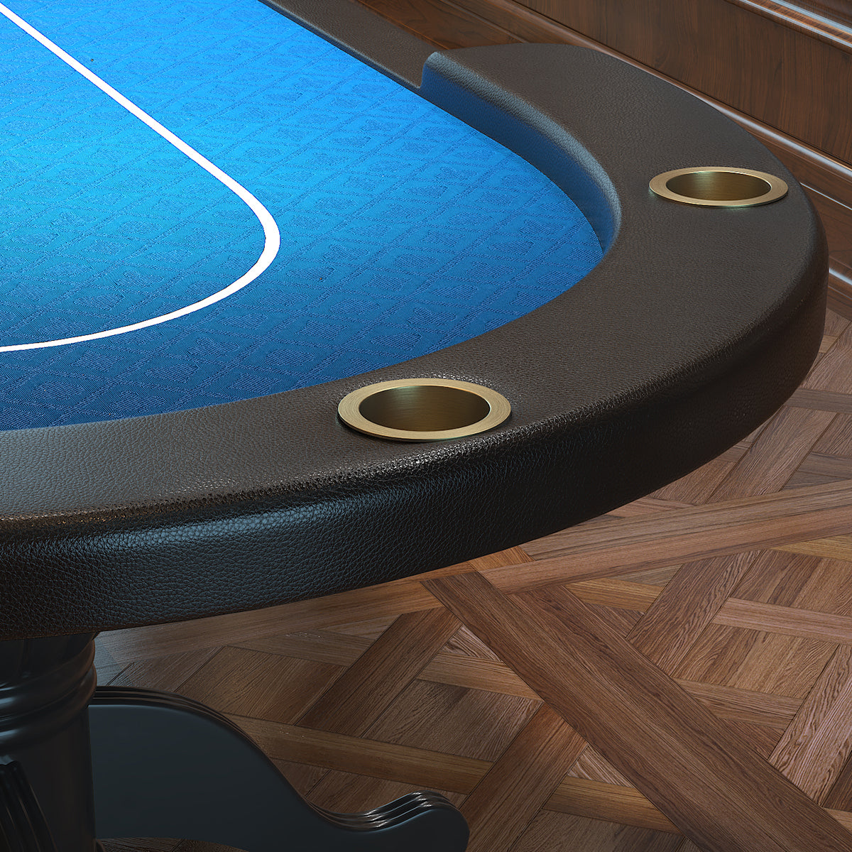96" Oval Aura Poker Table For 10 Players Texas Holdem Poker Card With Bet Line Felt Surface Jumbo Cup Holders Blue Blue Primary Living Space Modern Wood