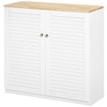 Homcom Sideboard Buffet Cabinet, Kitchen Cabinet, Coffee Bar Cabinet With Double Louvered Doors And Adjustable Shelf For Living Room, Hallway, White White Mdf