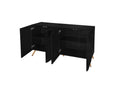 Arch 3D Carved 4 Door Sideboard ,Sideboard Buffet Cabinet With Storage ,Modern Coffee Bar Cabinet With Adjustable Shelf For Living Room Diningroom & Kitchen Black Modern Mdf