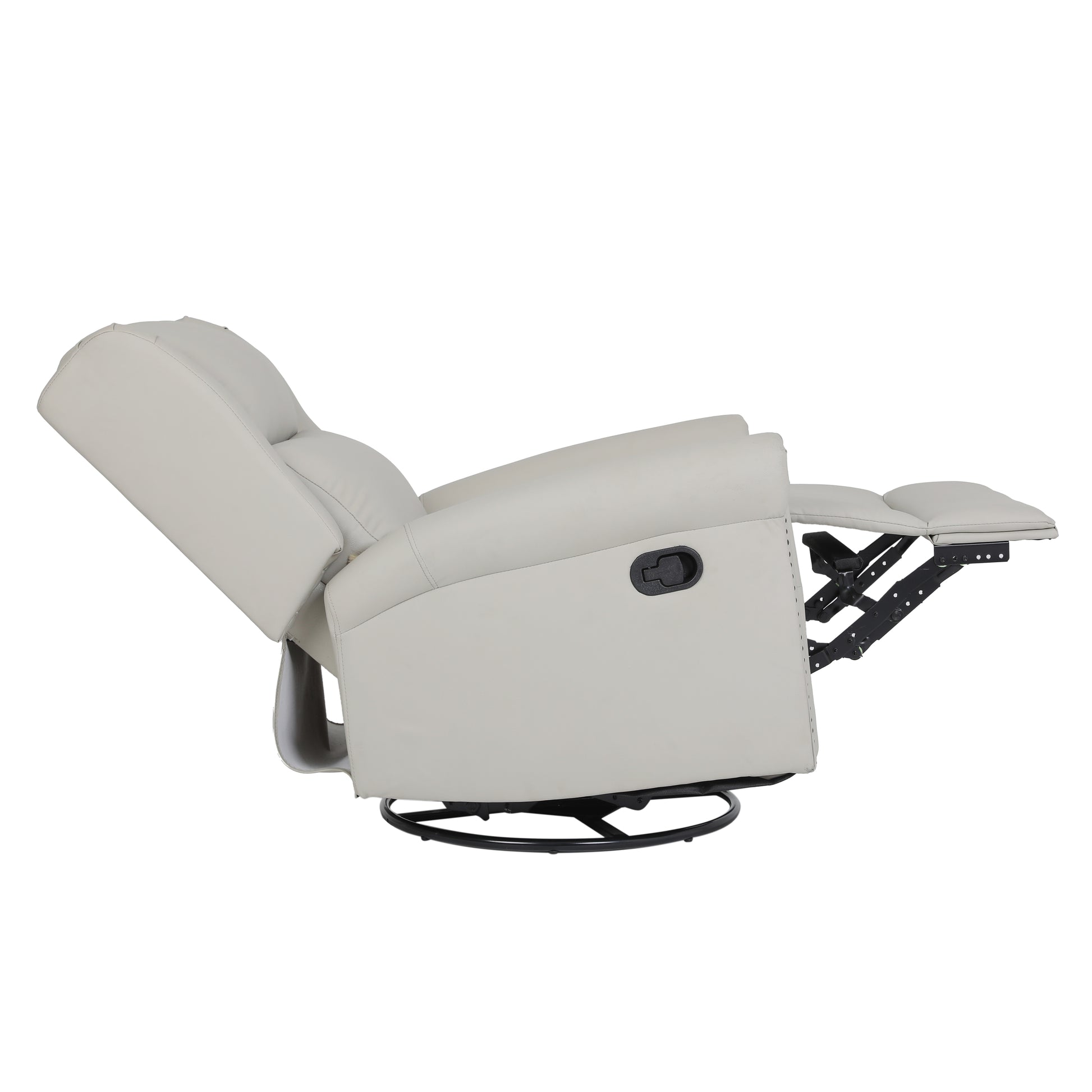360 Degree Swivel Upholstered Manual Recliner For Living Room, Biege Beige Wood Manual Handle Primary Living Space Soft Pu
