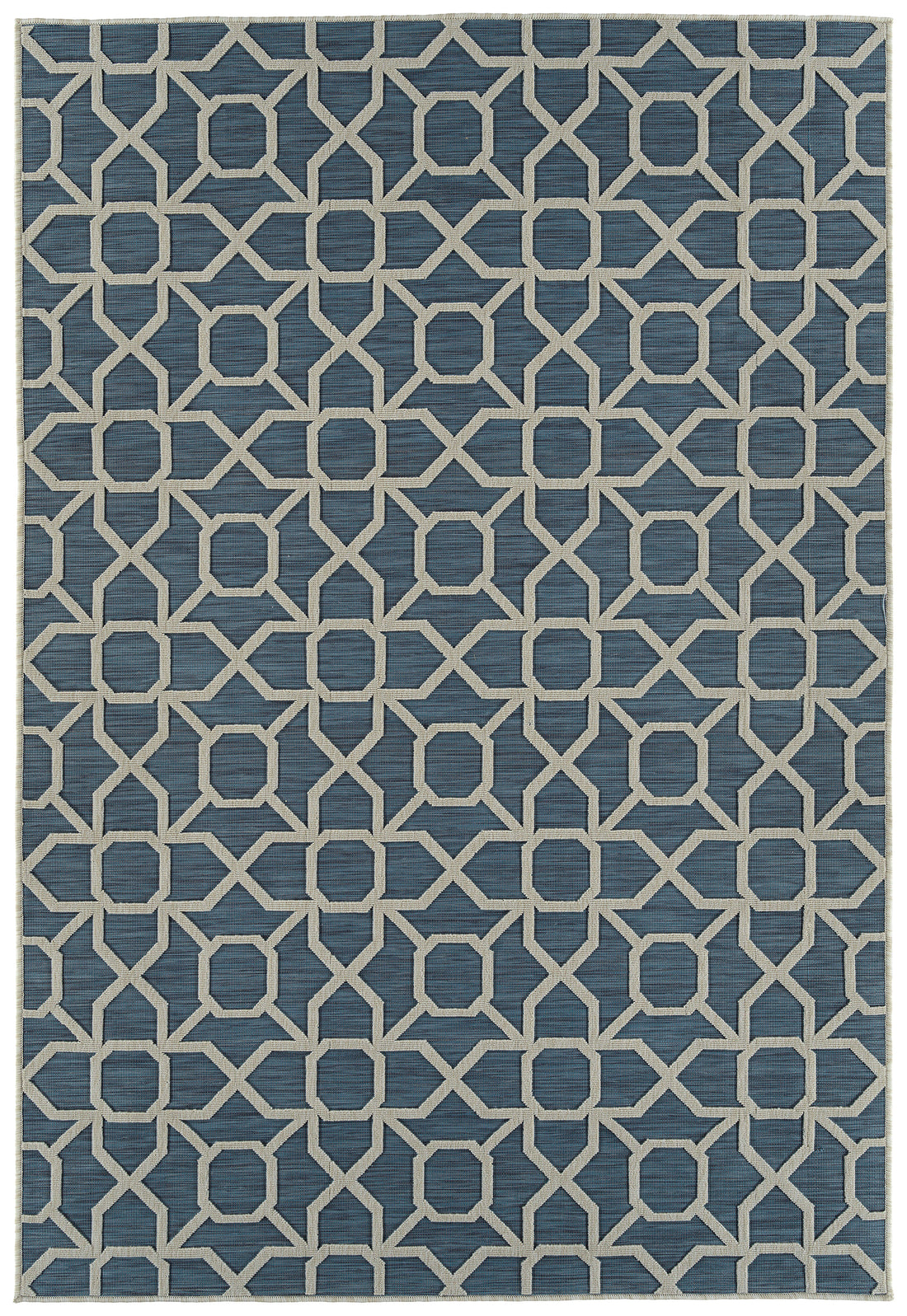 Contemporary, Transitional, Geometric, Textured, High Low Cut & Loop 2' X 6' Runner Blue Polypropylene