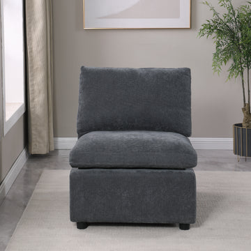 Modern Upholstered Middle Module For Modular Sectional,Sectional Sofa Couch Accent Armless Chair, Chenille Grey Grey Fabric 1 Seat