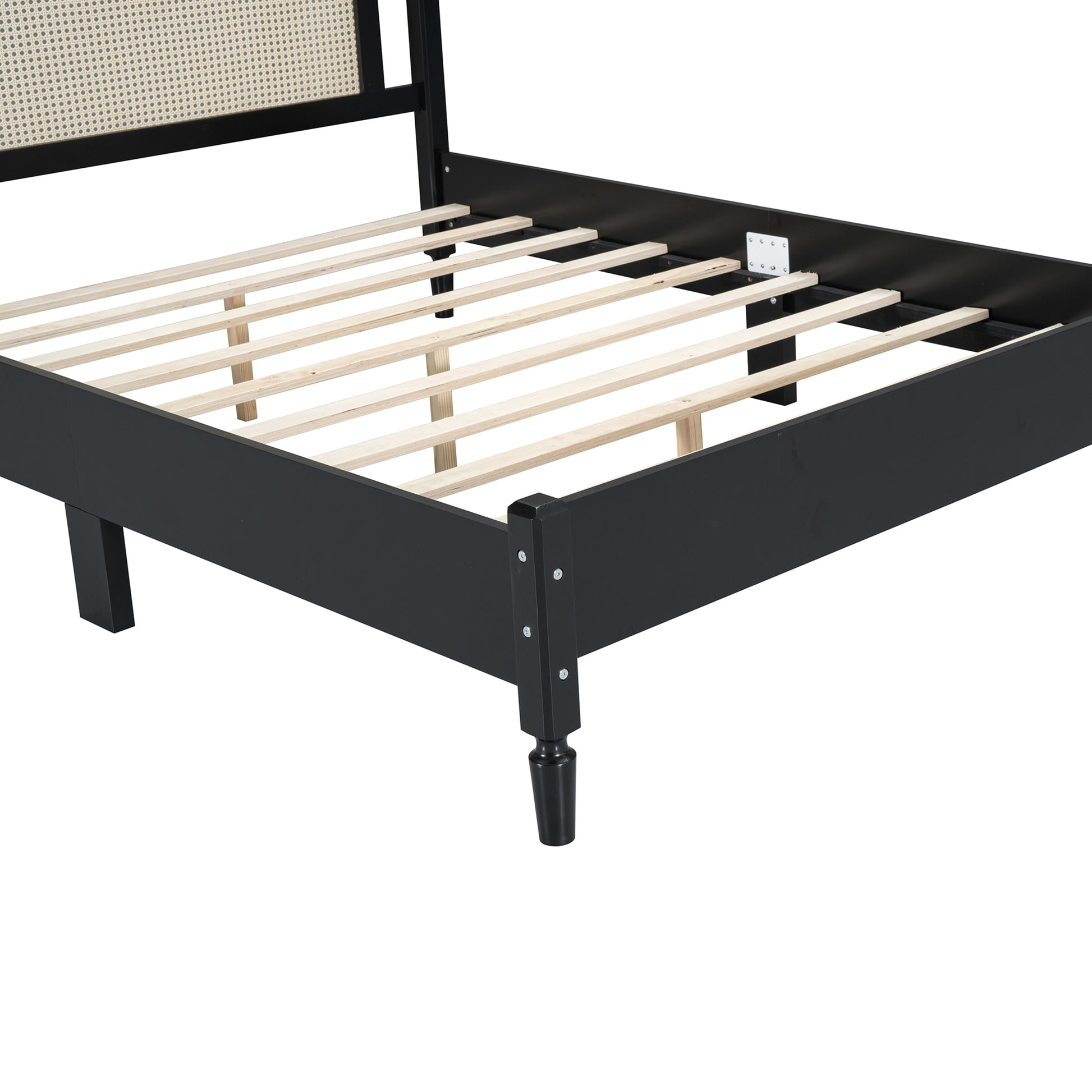 3 Pieces Bedroom Set With Queen Size Wooden Bed Frame, 1 Vintage Nightstand And 1 Makeup Vanity Set With Stool,Black Expected Arrival Time: 08.23 Queen Black 3 Piece Set Wood