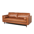 Mid Century Tufted Leather Sofa Cognac Leather 3 Seat