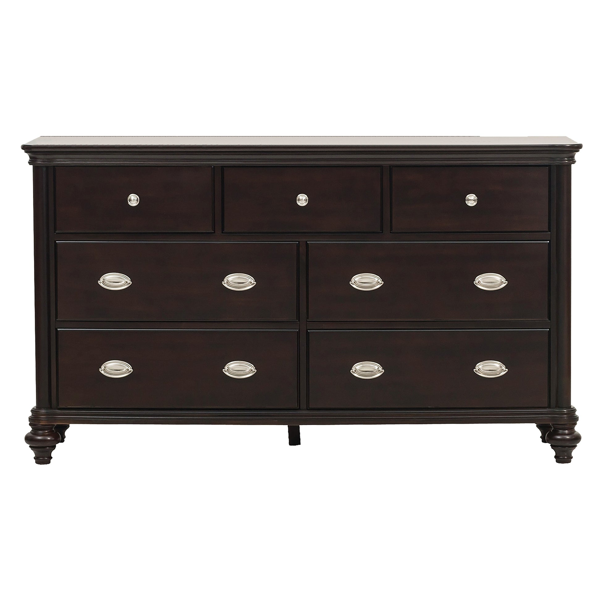 Dark Cherry Finish Classic Design Dresser Of 7X Drawers Wooden Bedroom Furniture 1Pc Cherry Wood