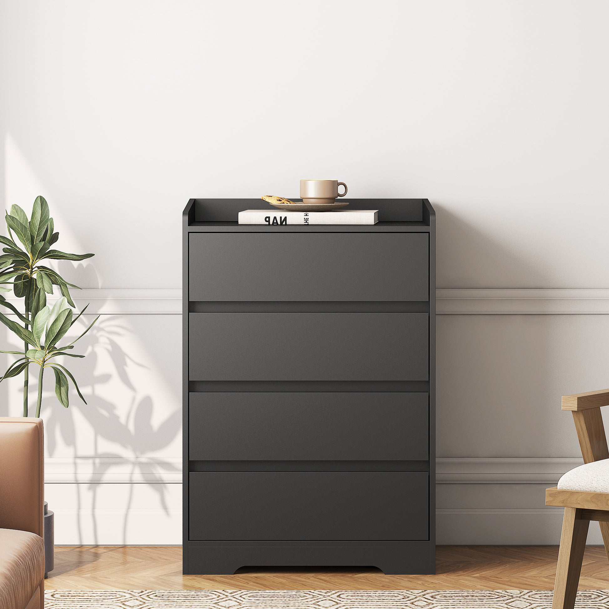 Living Room Sideboard Storage Cabinet,Drawer Cabinet Black Mdf