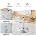 A Glass Tabletop With A Diameter Of 39.7 Inches And A Modern Minimalist Circular Dining Table With Electroplated Silver Metal Legs. Suitable For Restaurants, Living Rooms, And Conference Rooms.Dt