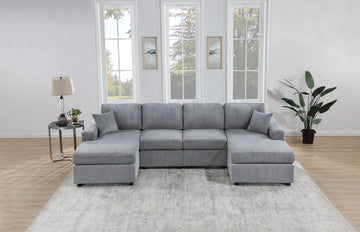 Stunning Modern Fog Color 2Pc Sectional Set Corduroy Couch Laf And Raf Chaise Armless Loveseat Living Room Furniture Fog Primary Living Space Cushion Back Contemporary,Modern U Shaped Rubberwood Corduroy 6 Seat