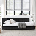 Full Size Upholstered Tufted Bed Frame, Sofa Bed Frame With Comfortable Backrest And Armrests, Full Size Bed For Bedroom, Living Room,Velvet, Black 80.5''*59''*30.5'' Box Spring Not Required Full