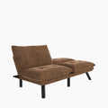 Leatehr Feeling Brown Convertible Folding Modern Sofa Bed White Wood Primary Living Space Light Duty Pine 2 Seat Brown Microfiber Medium Firm Pillow Back Modern Pillow Top Arms Foam Upholstered
