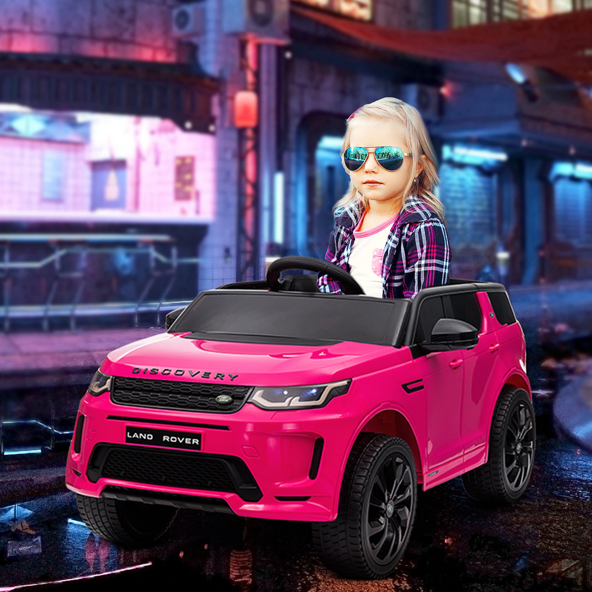 Qaba Land Rover Discovery Sport Licensed 12V Kids Ride On Car, Battery Powered Kids Electric Car With Remote Control, Soft Start, Led Lights, Music Horn, 3 Speeds, Pink Pink Plastic