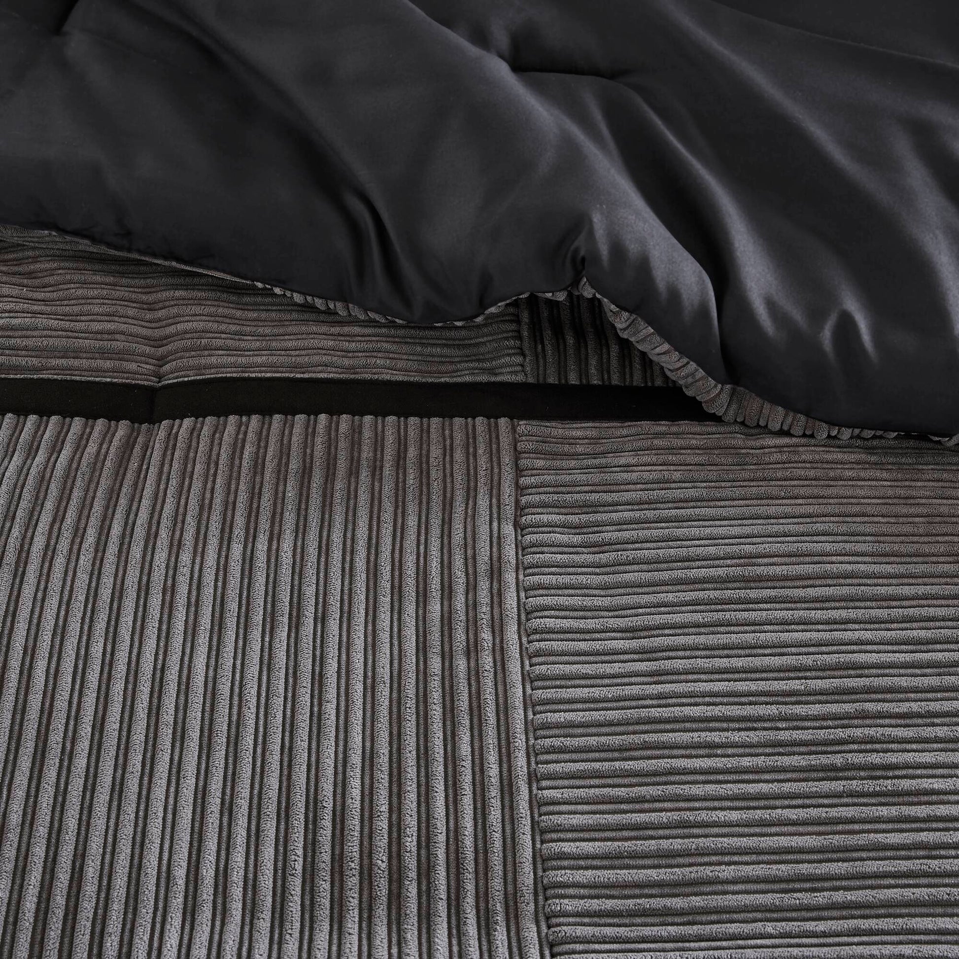 7 Piece Micro Corduroy Comforter Set Grey Queen Grey Polyester