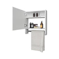 Pine Medicine Cabinet In Melamine With A Towel Bar And Included Mirror, White White 1 2 Up To 17 In Mirror Included Bathroom Wall Mounted Modern 5 10 Inches Particle Board Melamine