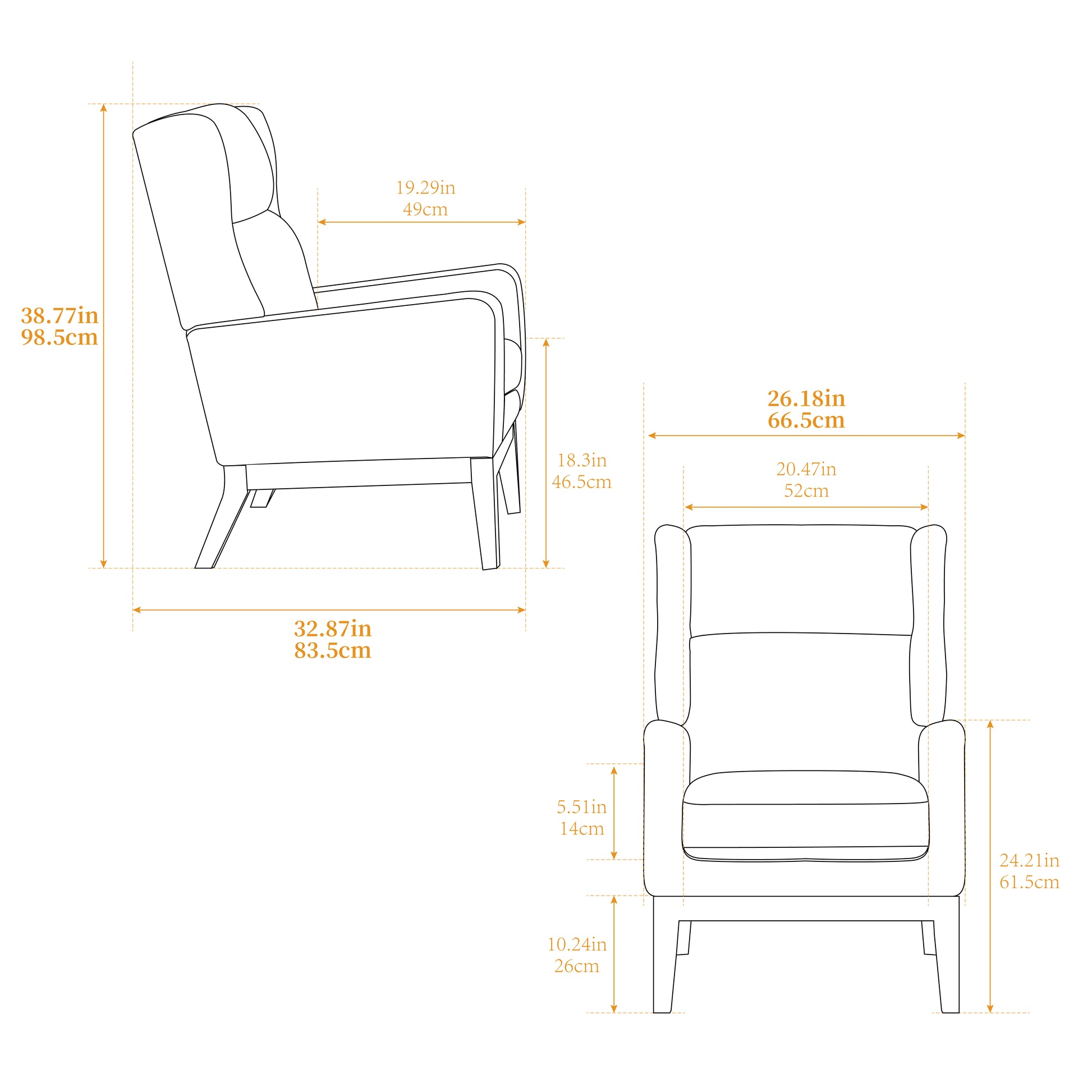 26.18" Wide Modern Accent Chair,Polyester Blend High Back Reading Chair ,Upholstered Armchair Club Chair,Single Sofa With Wood Legs For Living Room,Bedroom,Reading Room,Office,Beige Beige Foam