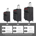 Softside Luggage Expandable 3 Piece Set Suitcase Upright Spinner Softshell Lightweight Luggage Travel Set 20Inch 24Inch 28Inch Black Fabric Plastic