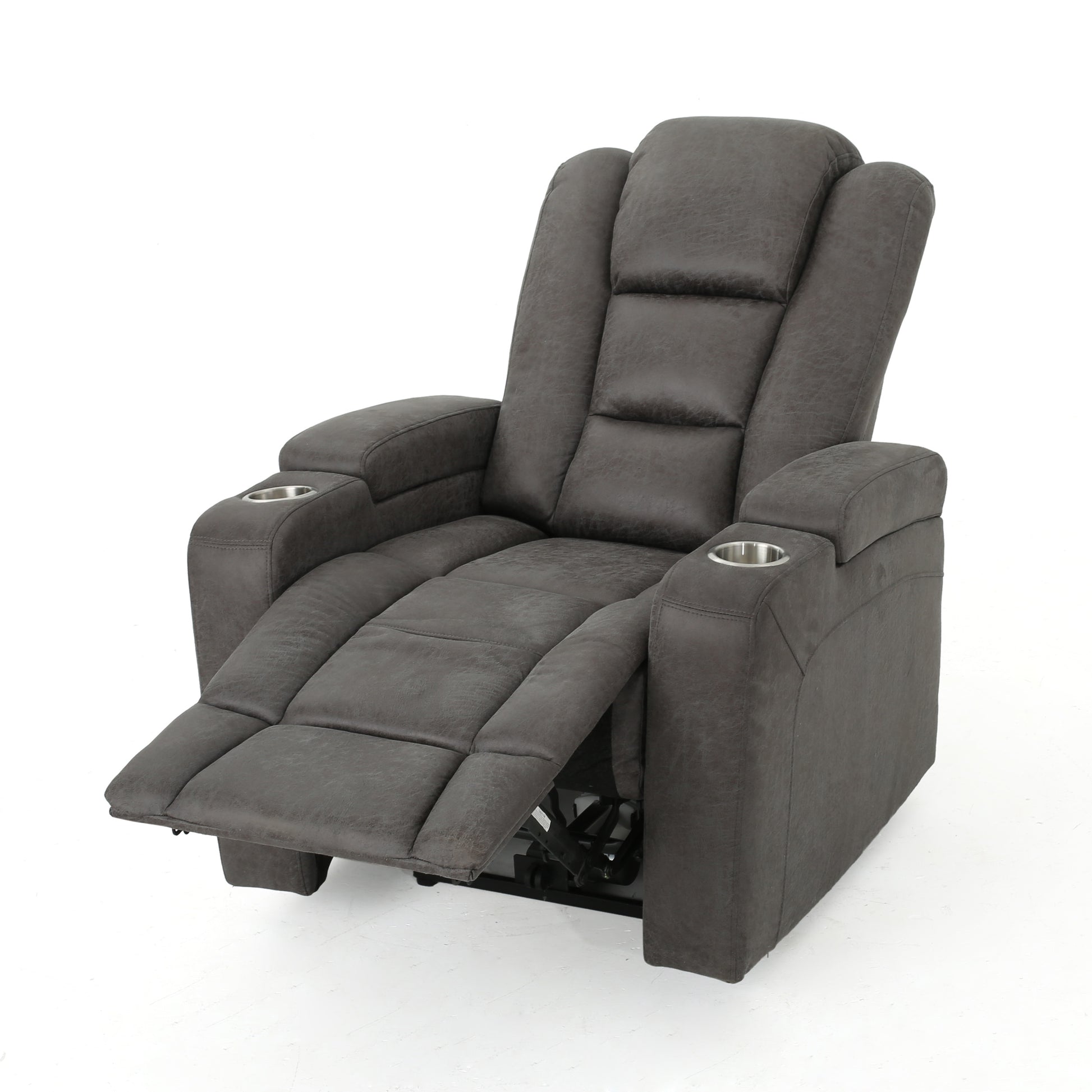 33" Wide Power Standard Recliner Chair With Arm Storage With Usb Slate Microfiber