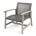 Hampton Wood Wicker Club Chair Grey Black Wood