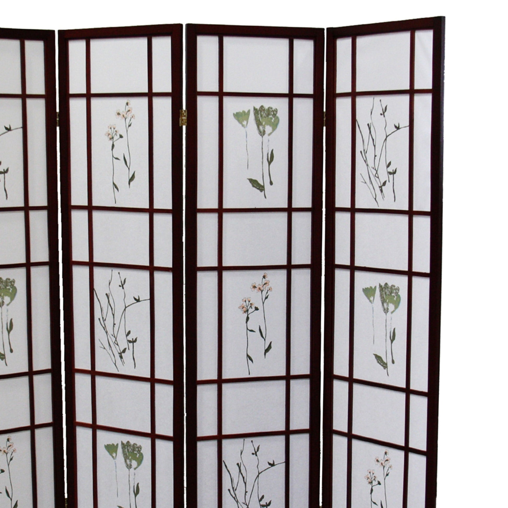 70" Tall 4 Panel Screen Room Divider "Shoji", Cherry Cherry Wood