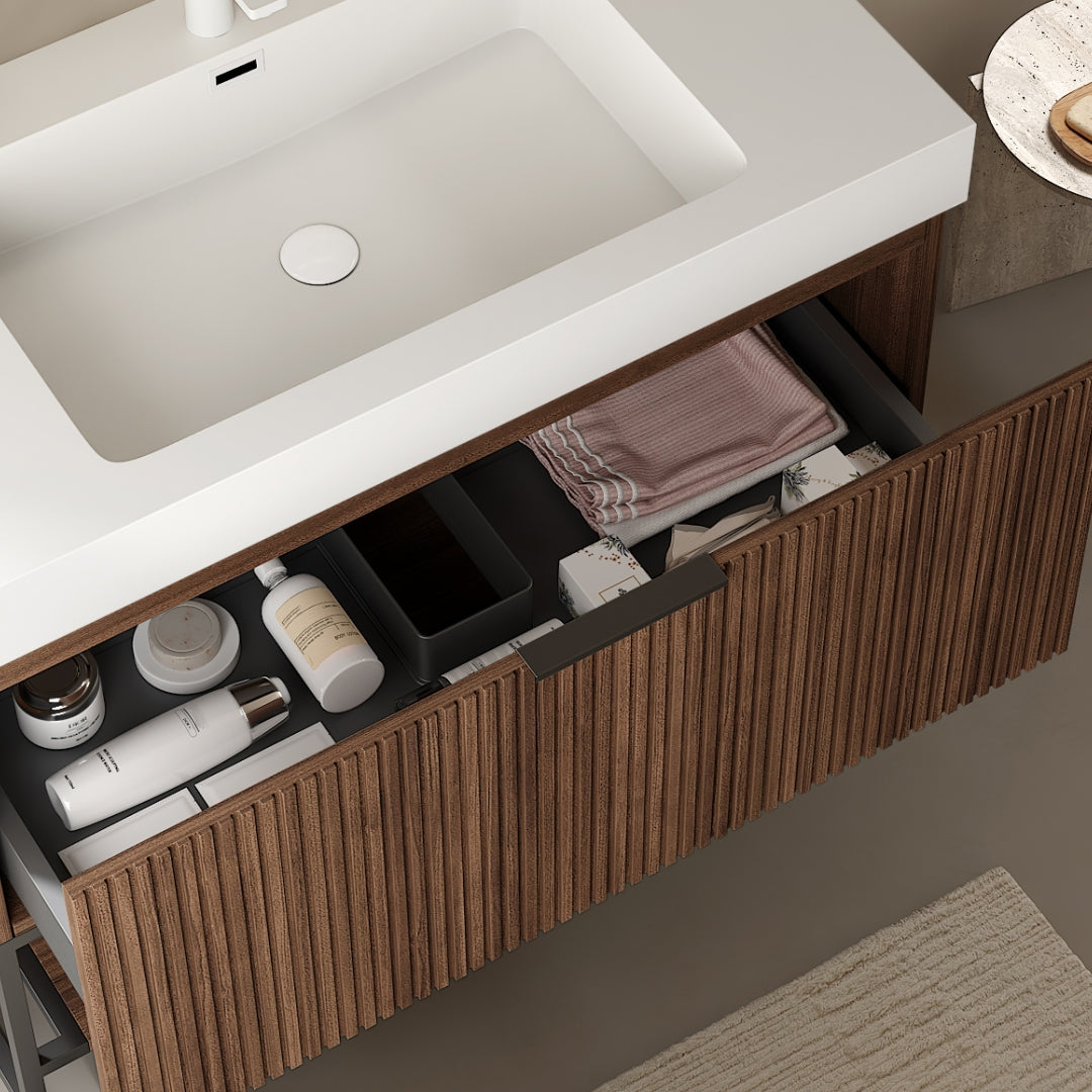 30" Integrated Rectangular Undermount Basin Without Drain And Faucet, White White Bathroom Modern,Scandinavian Solid Surface