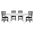 Modern Contemporary Black White 5Pc Dining Set Table And 4 Side Chairs Set Wooden Kitchen Dining Furniture Casual Style Wood Wood Black White Seats 4 Wood Dining Room 72 Inches Casual,Farmhouse Rectangular Dining Table With Chair Wood