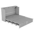 Full Size Murphy Bed Wall Bed With Drawer And A Set Of Sockets & Usb Ports, Pulley Structure Design, Gray Full Gray Plywood