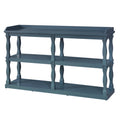 Console Table With 3 Tier Open Storage Spaces And Roman Column Effect Support Legs,Narrow Sofa Entry Table For Living Room, Entryway And Hallway Navy Blue Navy Blue Primary Living Space Floor Mount Open Storage Console Tables Glossy Mdf Mdf