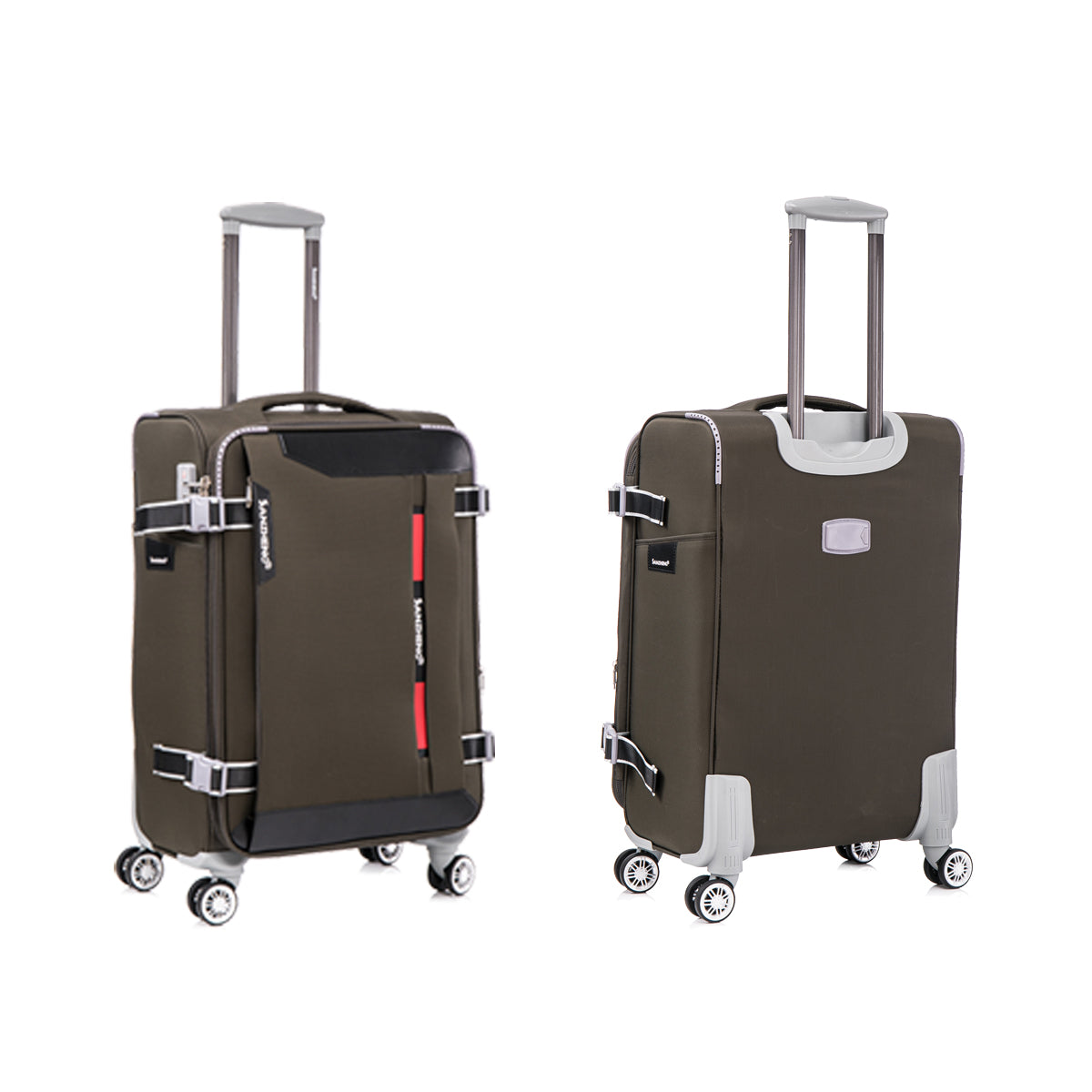 Softside Upright Luggage Set Expandable, Lightweight,4 Piece 20 24 28 32 Sage Green Contemporary Fabric