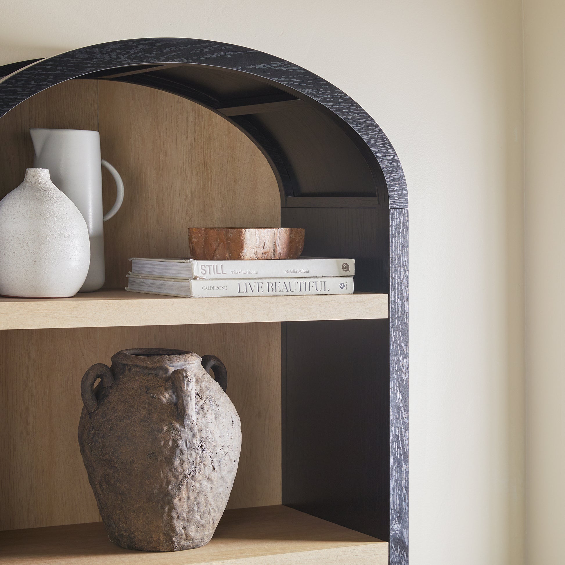 Modern 5 Shelf Open Arched Bookshelf Black Black Mdf Mdf