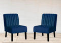 Reese Mid Century Modern Accent Chairs Set Of 2 With Minimalist Design, Elegant Velvet Upholstery And Solid Wood Legs, Ideal For Living Room Or Bedroom, Dark Blue Dark Blue Velvet
