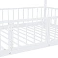 Twin Over Twin Size Metal Bunk Bed With Slide And Guardrails, White Twin White Metal