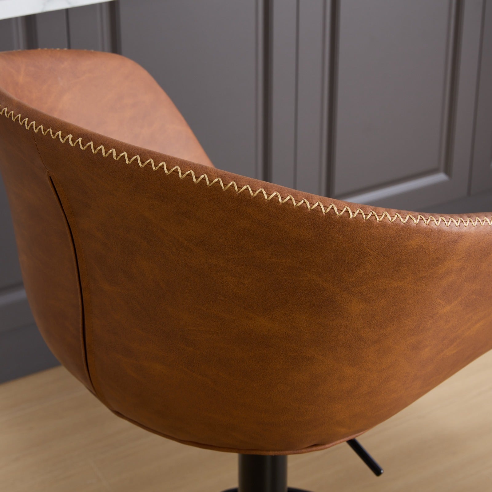 Adjustable Swivel Bar Stools, Mid Century Modern Pu Leather Upholstered Counter Height Bar Stool, Kitchen Island Barstools With Minimalism Style, 1 Chair 1Carton,Brown Brown Pu Mid Century Modern,Minimalist Bar Stools 1 Foam Pu Leather