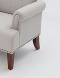 1Pc Traditional Accent Chair Rolled Arms Trim Soft Fabric Upholstered Furniture For Living Room Bedroom Office 30