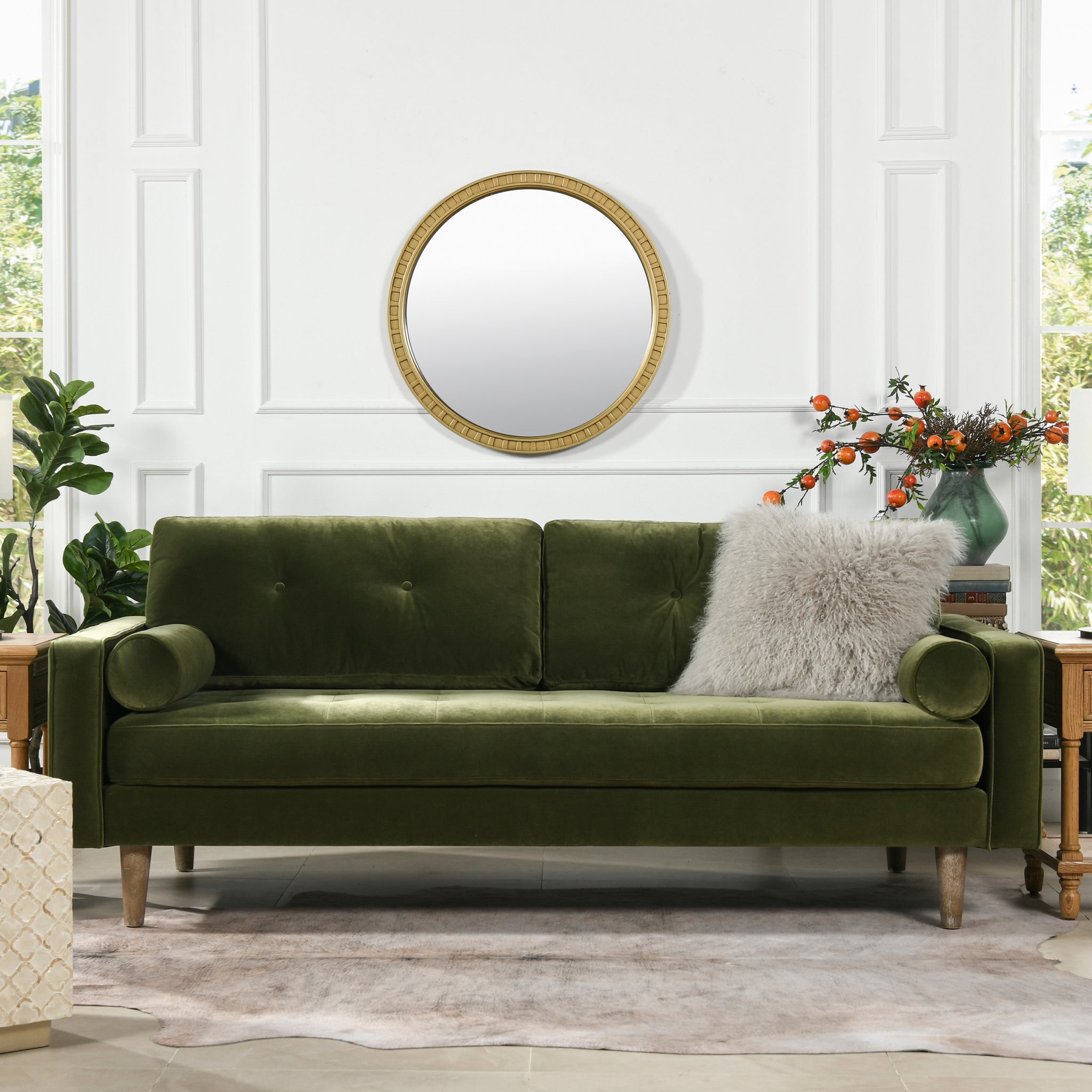 Nicholas 83.5" Mid Century Modern Sofa, Olive Green Performance Velvet Olive Green Foam Velvet 3 Seat