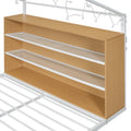 Full Size Metal Bed House Bed Frame With Shelves And Lights, White Full White Metal & Wood