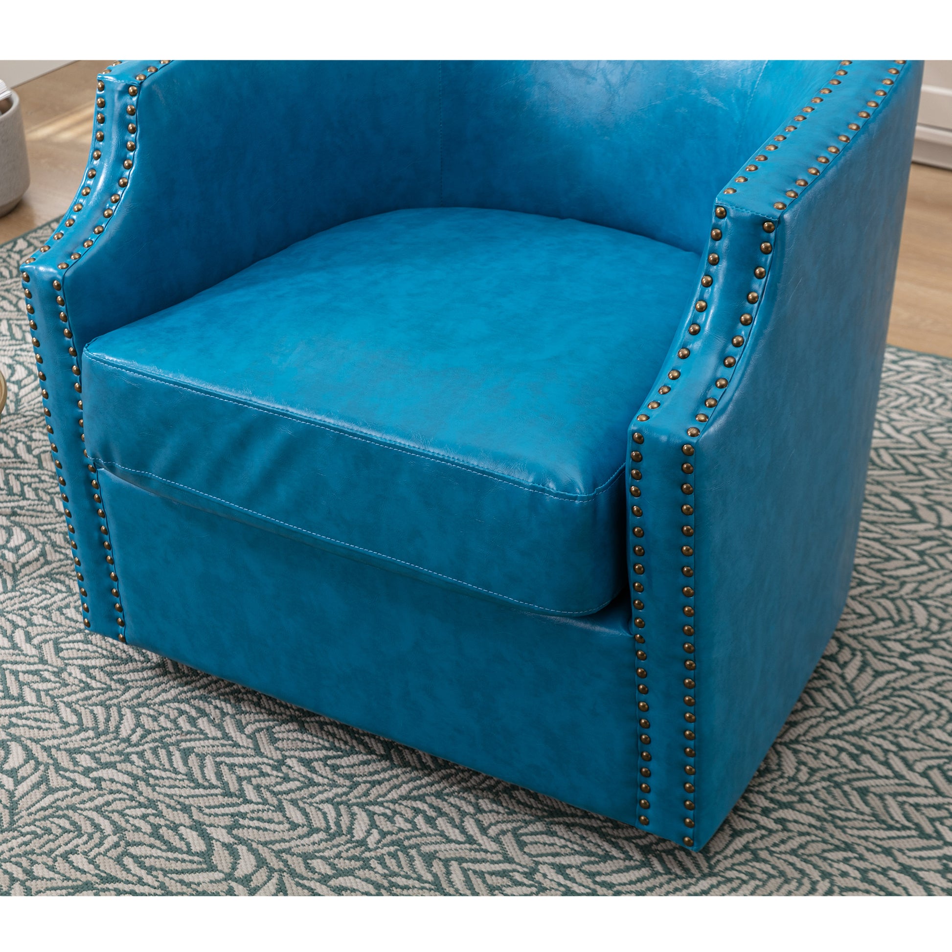 Coolmore Swivel Chair Living Room Chair Light Blue Primary Living Space Foam Pu Leather