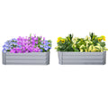 Outsunny 2 Piece Galvanized Raised Garden Bed, 3.3' X 3.3' X 1' Metal Planter Box, For Growing Vegetables, Flowers, Herbs, Succulents, Gray Grey Steel