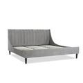 Aspen Vertical Tufted Modern Headboard Platform Bed Set, King, Opal Grey Velvet Box Spring Not Required King Gray Wood Foam Velvet Velvet