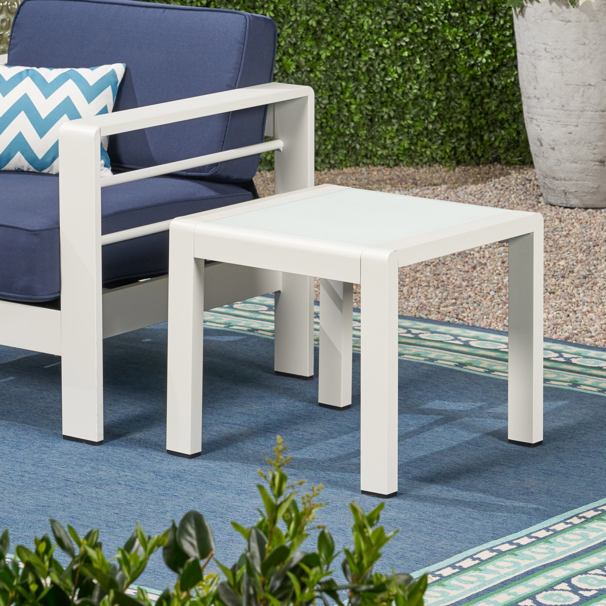 Cape Coral Side Table White Aluminium