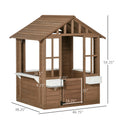 Outsunny Kids Wooden Playhouse, Outdoor Garden Games Cottage, With Working Door, Windows, Flowers Pot Holder, 47