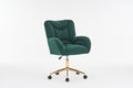 005 Teddy Fabric 360 Swivel Home Office Chair With Gold Metal Base And Universal Wheels,Green Solid Green Office Sponge Wipe Clean Modern Office Chairs Tufted Back Foam Swivel Teddy